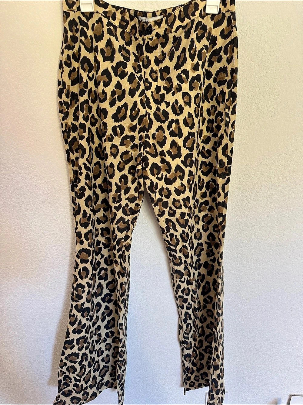 Zara Leopard Print flare Pants Size large